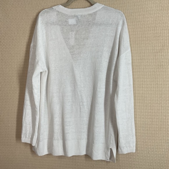 Talbots Linen Girlfriend Button Up Long Sleeve Cardigan White Womens Size Large - Picture 7 of 8